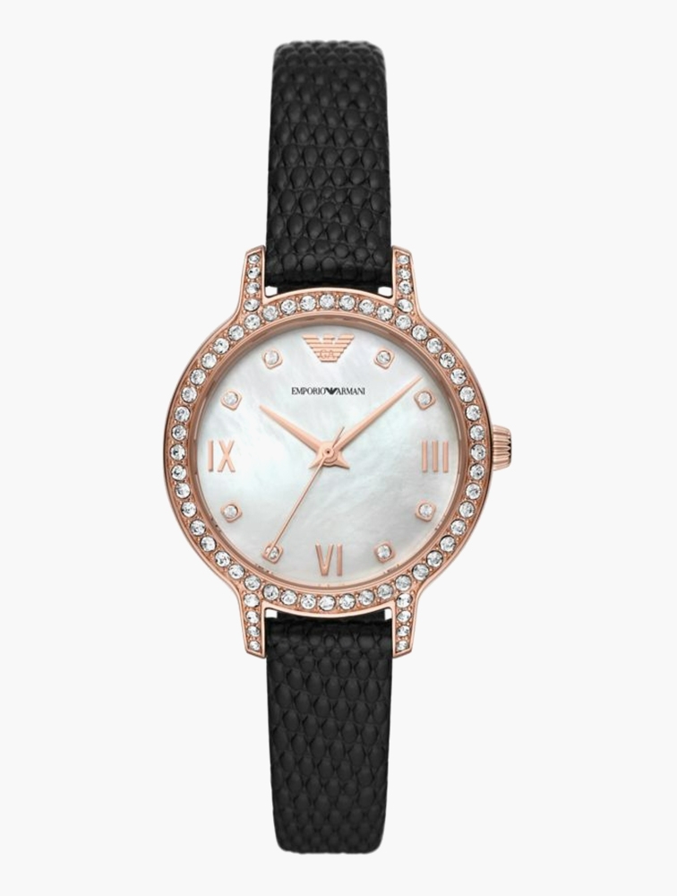 Emporio armani black on sale and gold watch